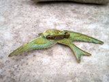 Handmade Verdigris Patina Bird In Flight Brooch