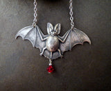 Handmade Oxidized Silver Bat Bite Necklace
