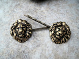 Handmade Antique Bronze Lion Brass Bobby Pins