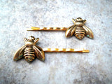Handmade Gold Bee Bobby Pins