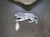 Handmade Oxidized Silver Detroit Lions Football Pin