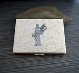 Handmade Antique Silver Embossed Lady Justice Cigarette Case - Lawyer
