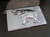 Handmade Silver Brass Steampunk Elephant Business Card Holder