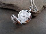 Handmade Steampunk Silver Owl Pocket Watch Necklace