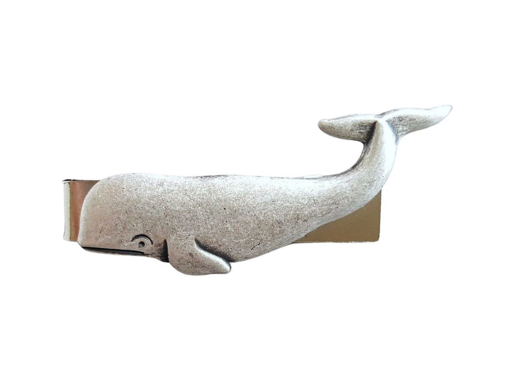 Handmade Oxidized Silver Whale Tie Bar