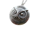 Handmade Oxidized Sterling Silver Owl Locket Necklace