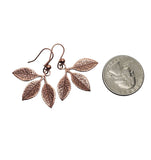 Handmade Oxidized Rose Gold Triple Leaf Earrings