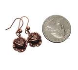 Handmade Dainty Oxidized Rose Gold Rose Earrings