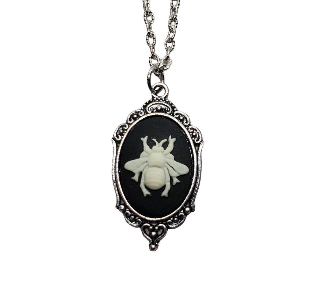 Handmade Silver Bee Cameo Necklace