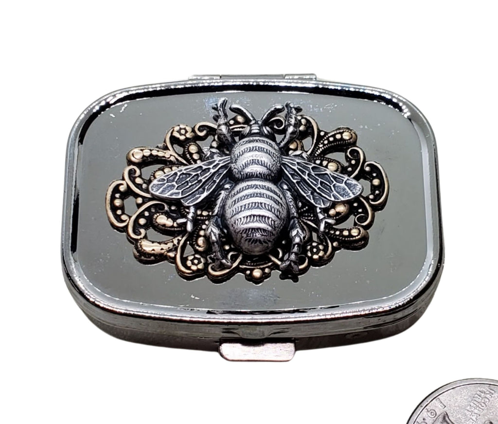 Handmade Silver Bee Pill Box