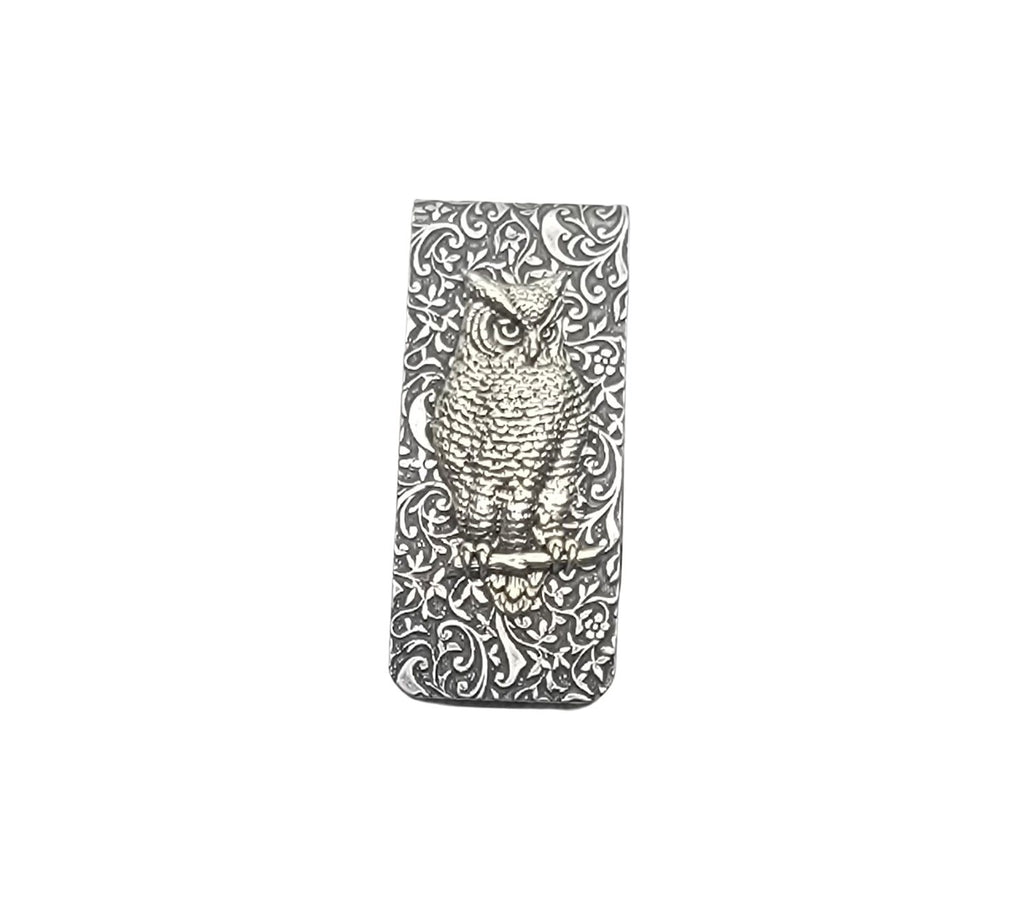 Handmade Oxidized Silver Embossed Owl Money Clip