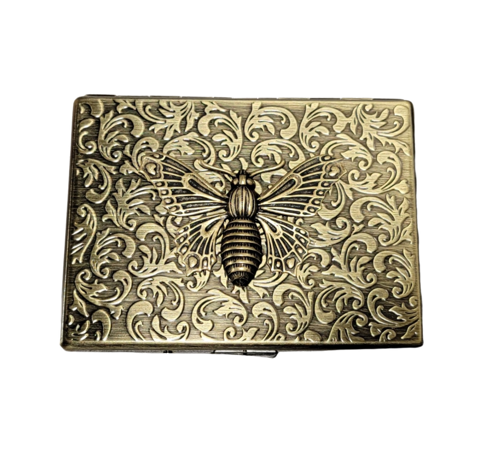 Handmade Antique Bronze Embossed Steampunk Butterfly Cigarette Case