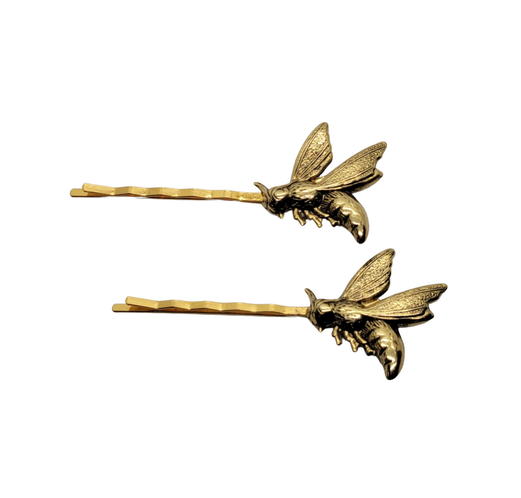 Handmade Gold Hornet Bobby Pins