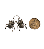 Handmade Oxidized Silver Beetle Earrings