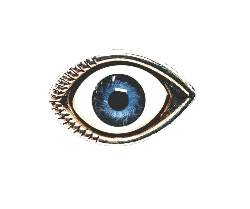 Handmade Antique Silver Eyeball Brooch Pin