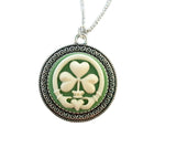 Handmade Claddagh Shamrock Cameo Necklace