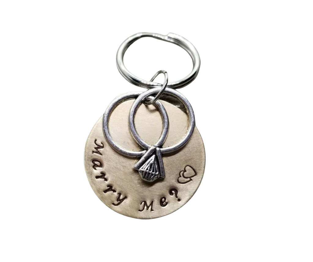 Handmade Hand Stamped Marry Me Marriage Proposal Key Chain