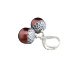 Handmade Rust Glass Pearl Acorn Earrings