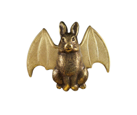 Handmade Steampunk Bunny With Bat Wings Brooch