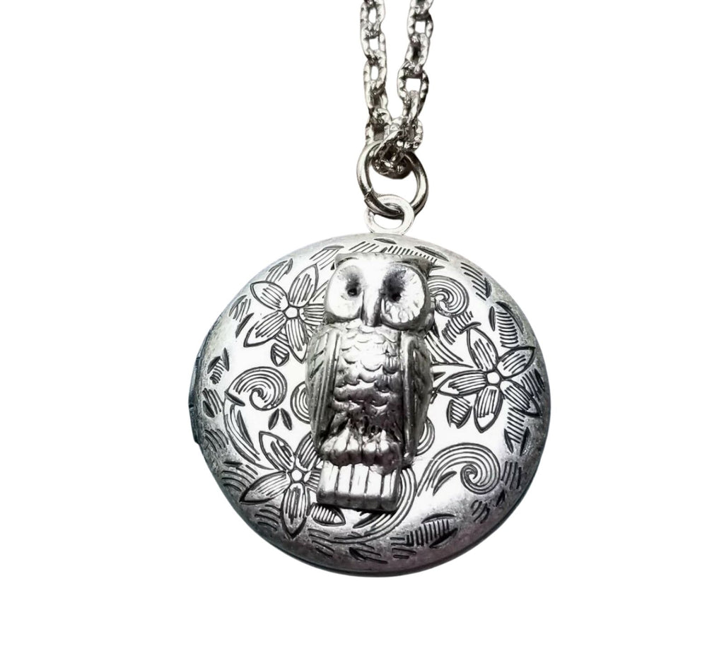 Handmade Ornate Owl Locket Necklace