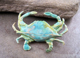 Handmade Verdigris Patina Crab Pin