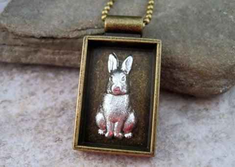 Handmade Bunny Shadow Box Necklace