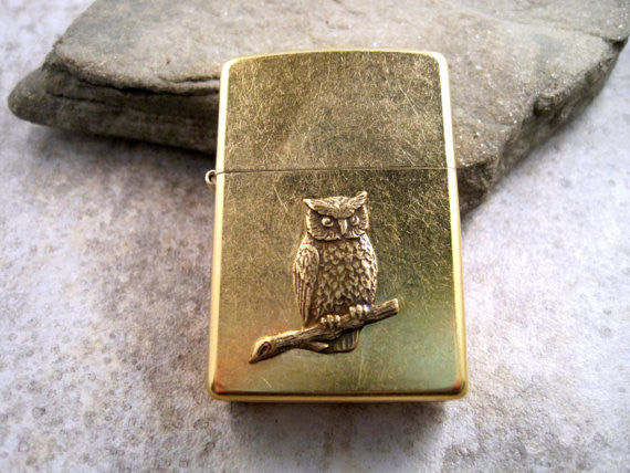 Handmade Gold Owl Cigarette Lighter