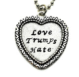 Handmade Hand-Stamped Love Trumps Hate Pendant Necklace