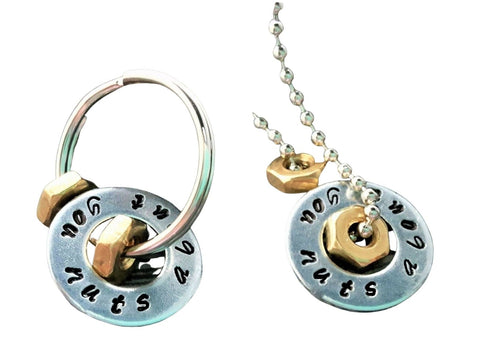 Handmade Hand-Stamped Nuts About You Necklace Or Keychain