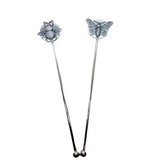 Handmade Oxidized Silver Bee And Butterfly Drink Stirrers