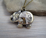 Handmade Antique Bronze Steampunk Elephant Necklace
