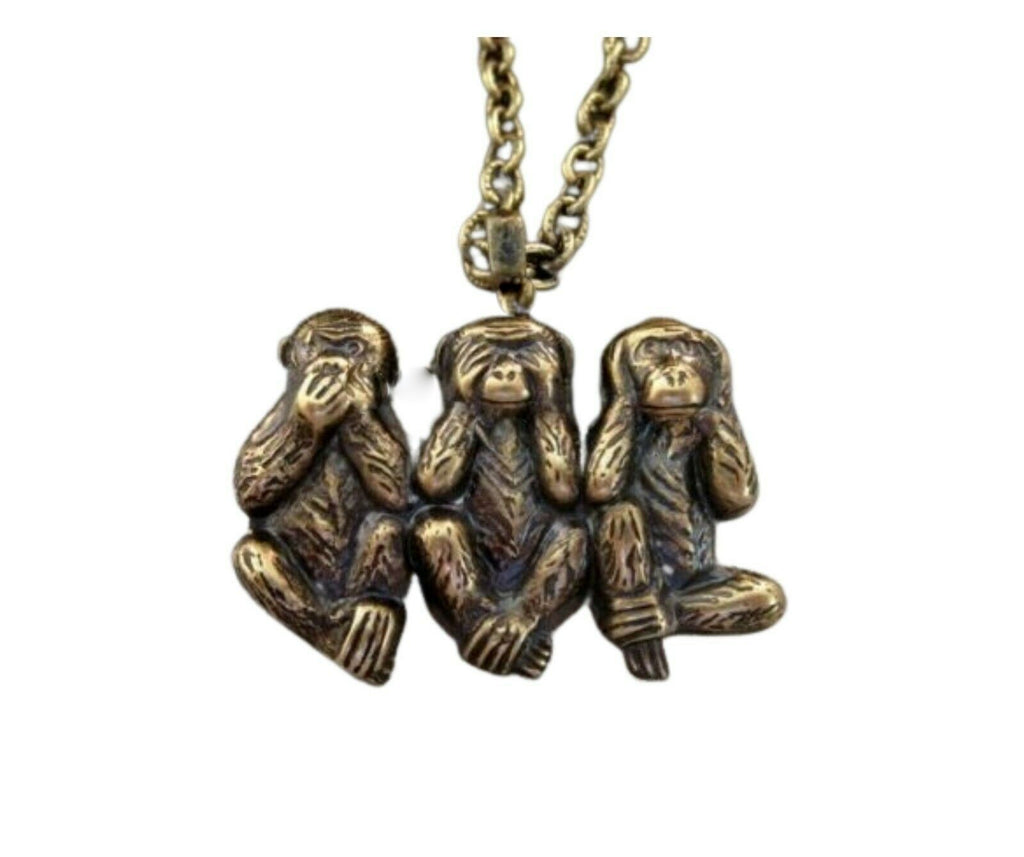 Handmade Oxidized Brass Monkey Necklace