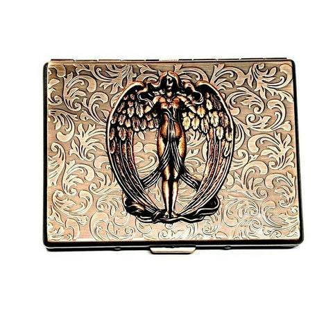 Handmade Antique Bronze Victorian Angel Cigarette Case
