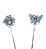 Handmade Oxidized Silver Bee And Butterfly Drink Stirrers