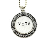 Handmade Hand Stamped Vote Necklace